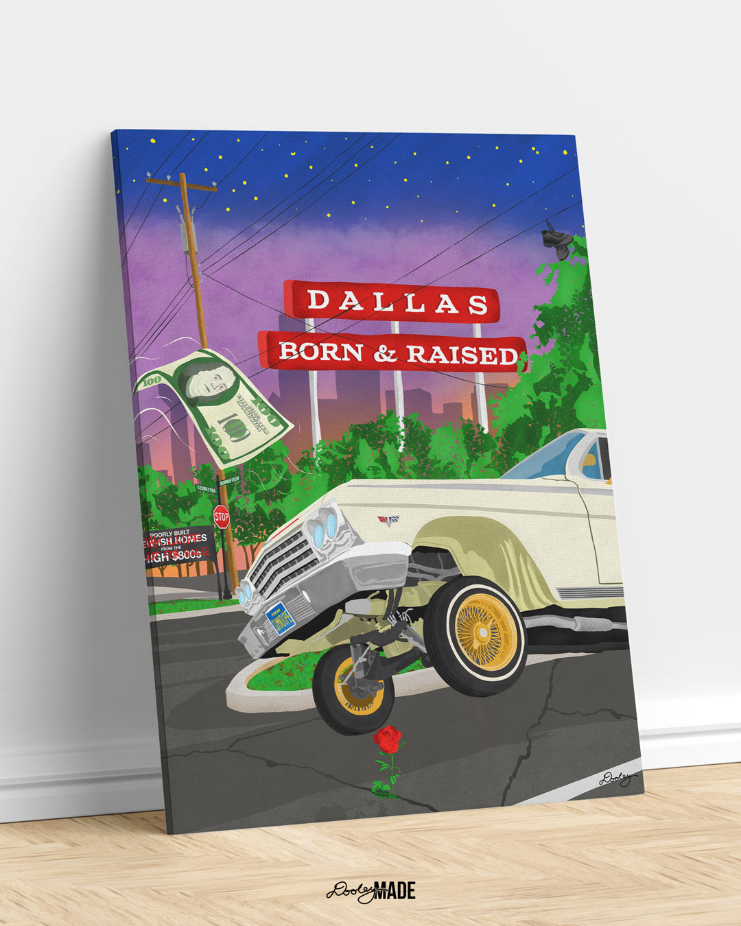 Dallas Concrete Rose Artwork Prints and Mounted Canvas