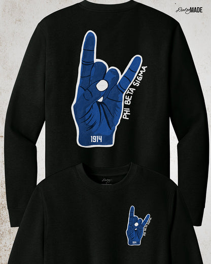 Phi Beta Sigma Hand Sign Shirt and Crewneck