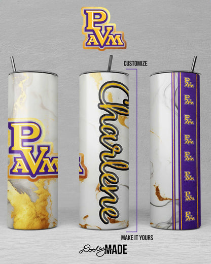 PVAMU Marble and Gold Customized 20oz Tumbler